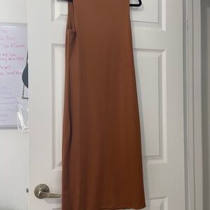 Gaze Brown Maxi Pencil Skirt with Slit for Work